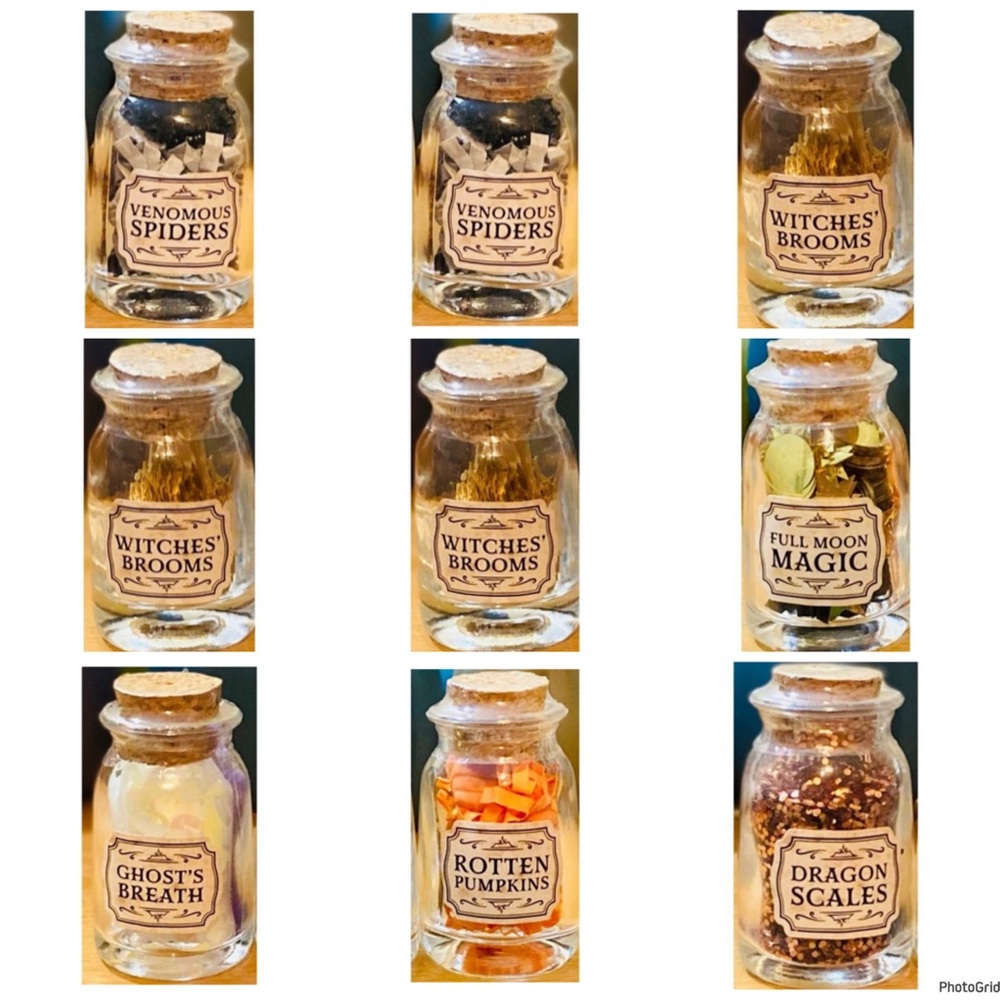 Target potions 2 spider 3 broom 1 moon 1 boo 1 pumpkin 1 dragon scale Halloween